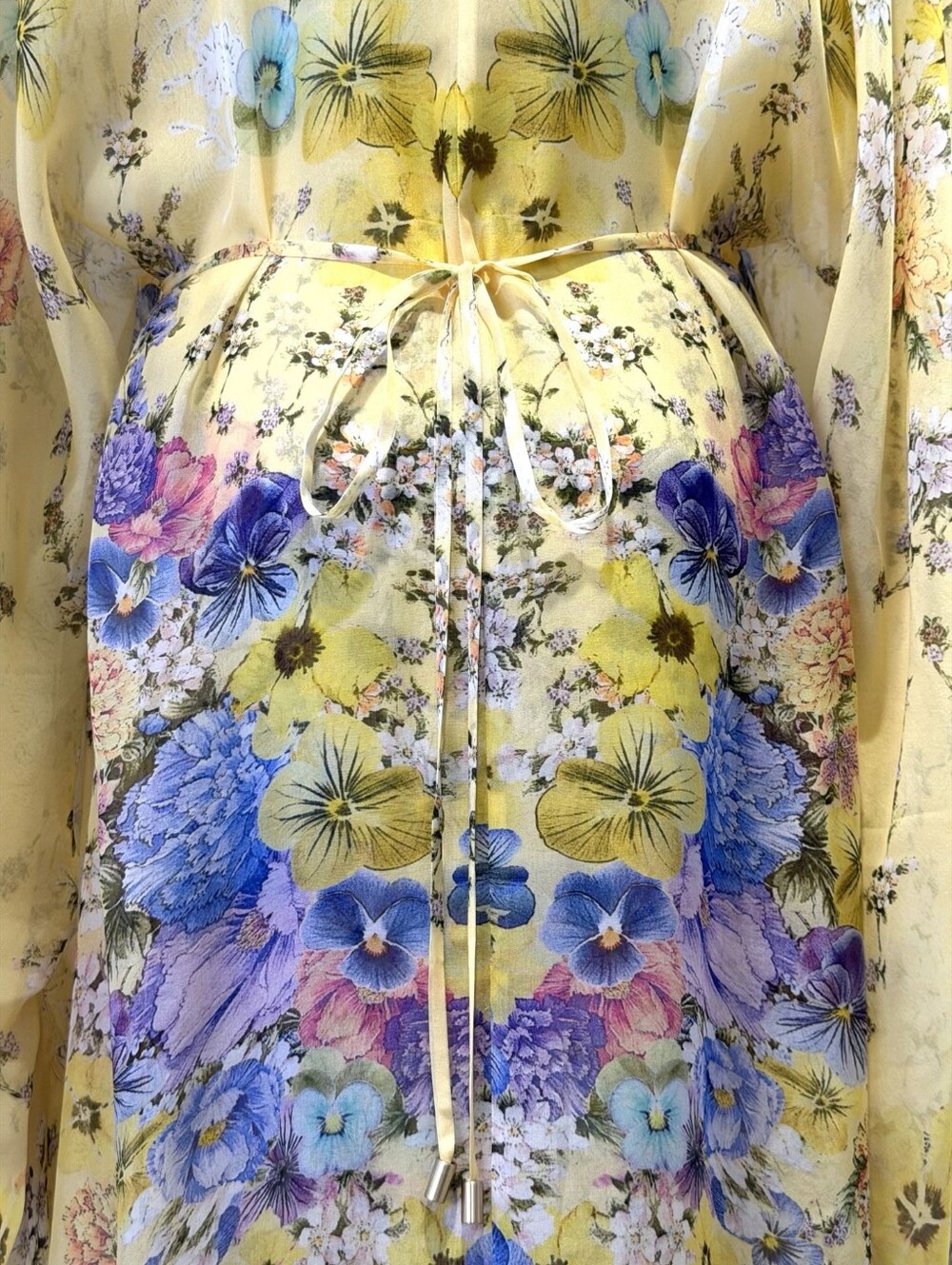 Camilla Long Kaftan Dress With Waist Detail In Darling Buds - Picture 15 of 16